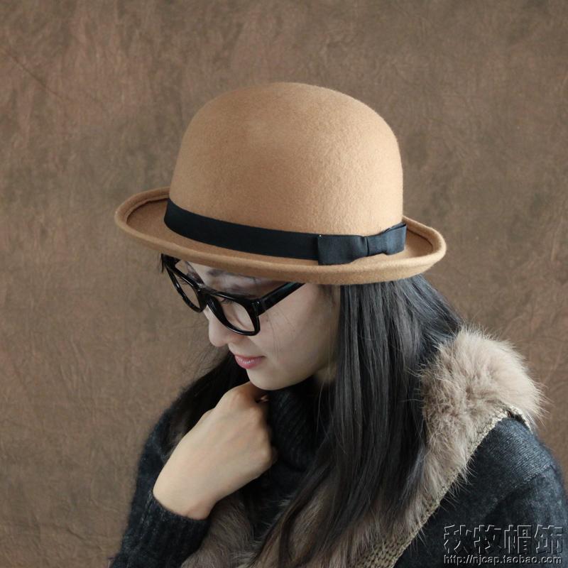 Aigrette vintage woolen dome small fedoras autumn and winter women's hat