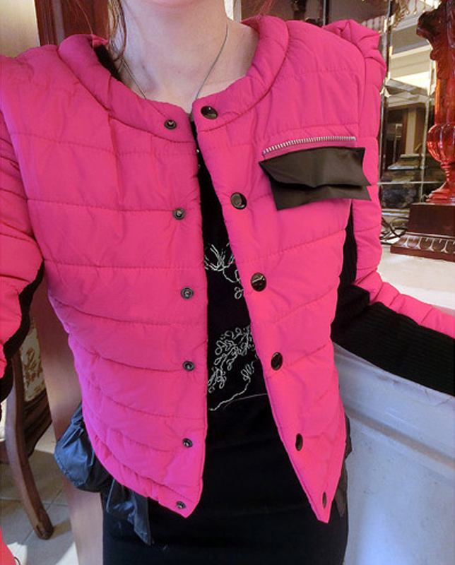 Aim 2012 winter all-match sweep laciness patchwork knitted cotton wadded jacket outerwear