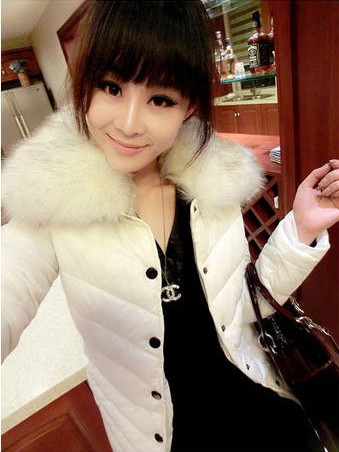 Aim winter candy color the disassemblability medium-long fur collar wadded jacket outerwear 4