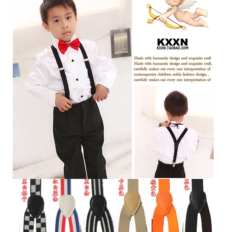 Aimi Child double-shoulder suspenders spaghetti strap child suspenders pants clip belt suspenders male child suspenders