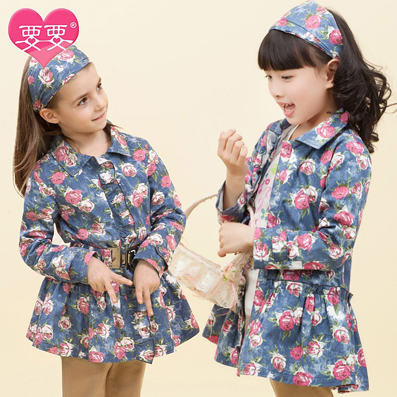 AIMI Children's clothing 2013 spring trench child trench outerwear fashion with belt casual