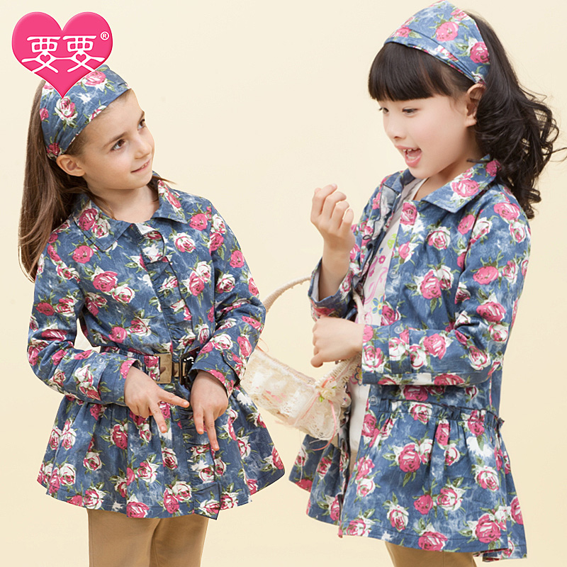 Aimi Children's clothing female child outerwear 2013 spring child trench fancy belt 013