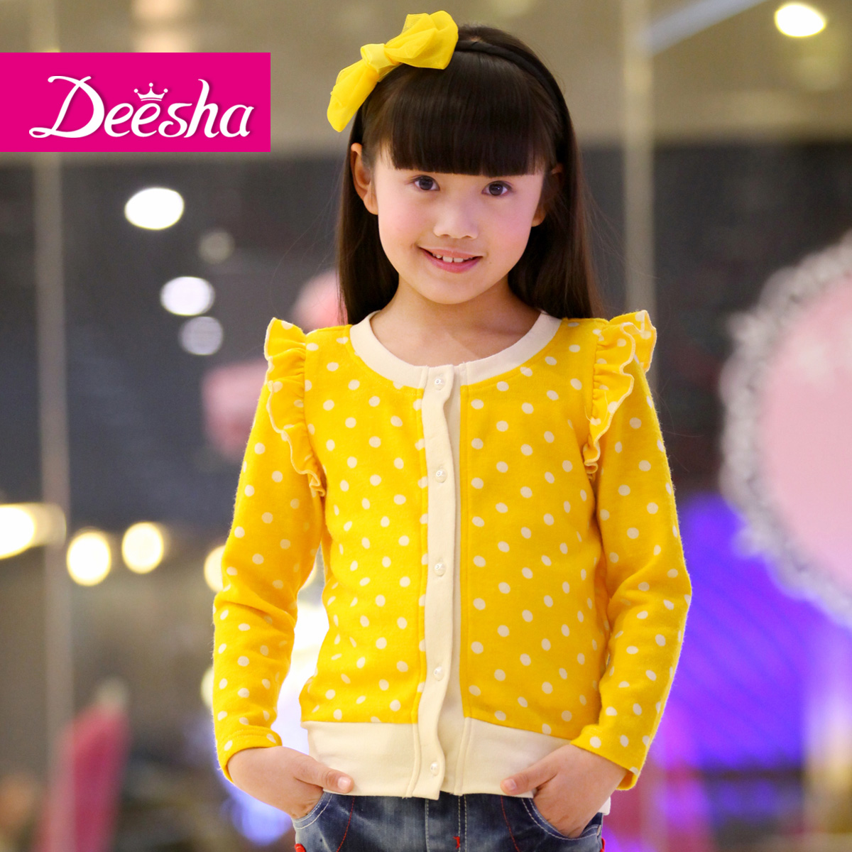 Aimi DEESHA children's clothing 2013 spring new arrival girls clothing child long-sleeve cardigan outerwear 1311117