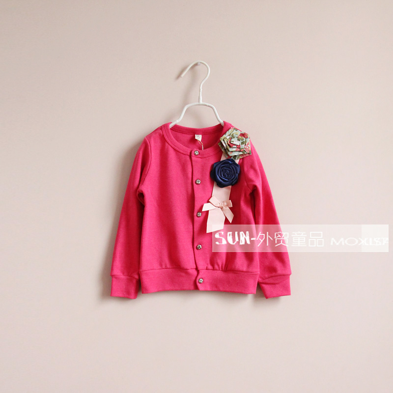 AIMI Sun female child fabric ribbon disk flowers knitted cardigan outerwear 2013 -hb