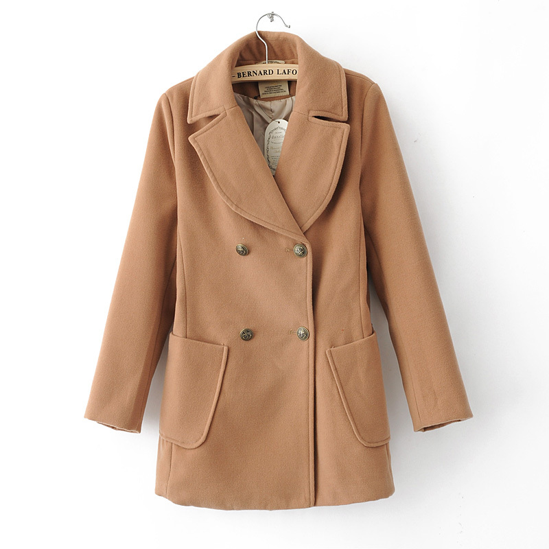 Ak double breasted pocket large lapel trench outerwear women's