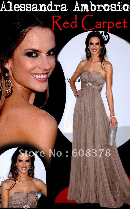 ALA001 Alessandra Ambrosio 30D chiffon Red carpet celebrity dresses