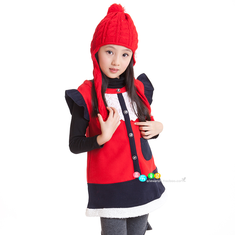 Alexarch children's female child clothing 2012 autumn and winter fleece sweatshirt dress z7004