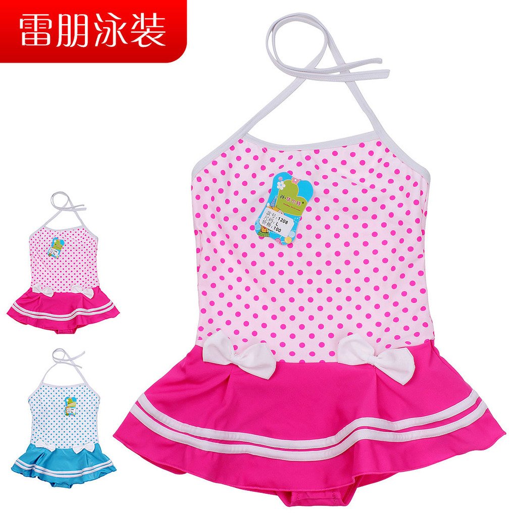 All express Child swimwear female child spa dance clothes sun girl dress one piece swimsuit h1208 Free Shipping