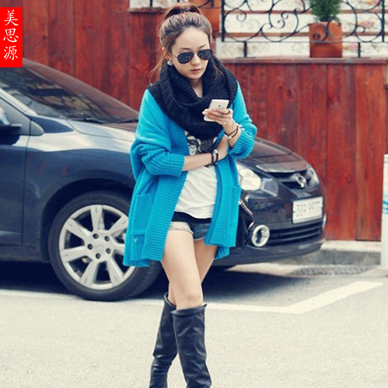 All-match b3358 sweater autumn and winter women thickening loose plus size thermal sweater outerwear