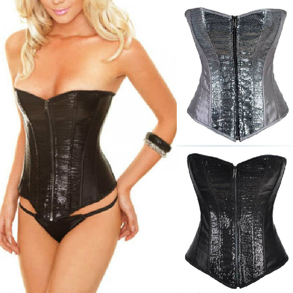 All-match corset underwear corset shaper waist abdomen drawing silver black paillette zipper style body shaping cummerbund thin