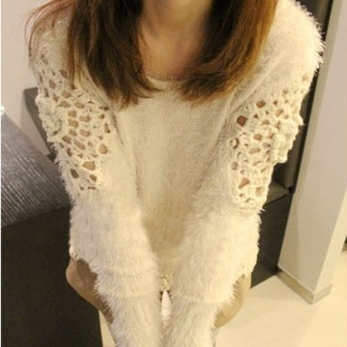 All-match cutout crotch sleeves interspersion aesthetic comfortable mohair sweater