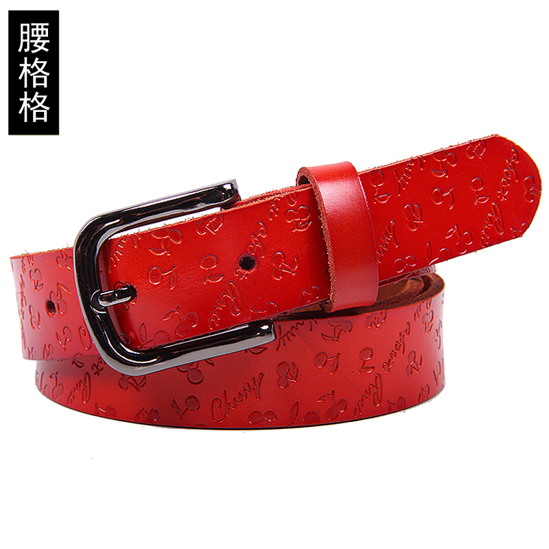 All-match decoration cowhide embossed women's belt female genuine leather strap Women fashion female belt