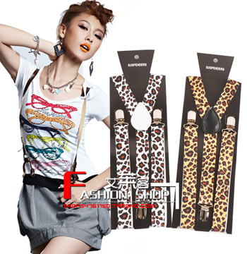 All-match elegant leopard print suspenders suspenders female women's elastic suspenders