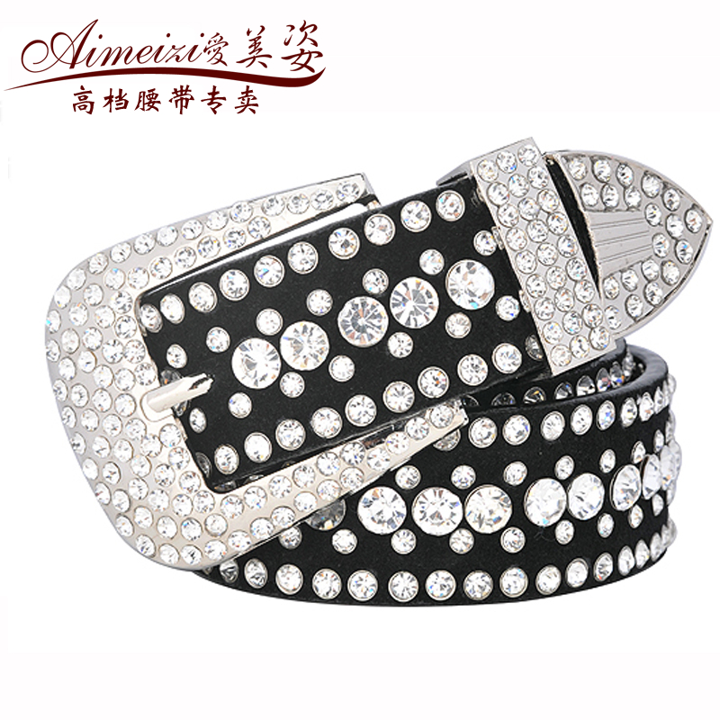 All-match fashion female rhinestone genuine leather strap decoration belt jeans belt