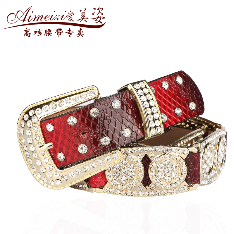 All-match fashion female rhinestone genuine leather strap jeans belt decoration belt hot-selling