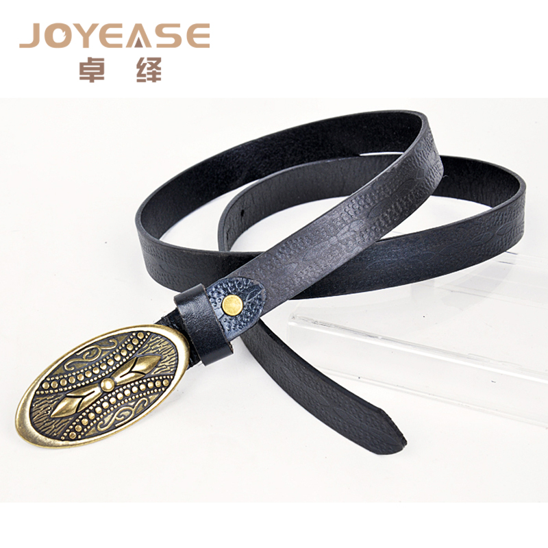 All-match fashion vintage first layer of cowhide carved plate buckle women's belt women's genuine leather strap