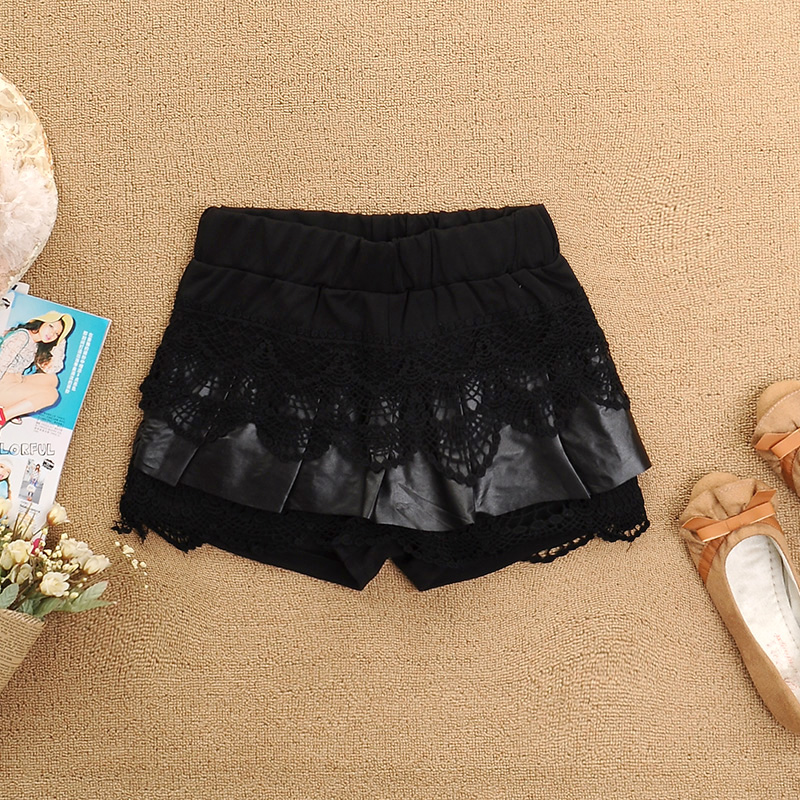 All-match female culottes spring mini short half-length skirt bust skirt sweet little leather skirt