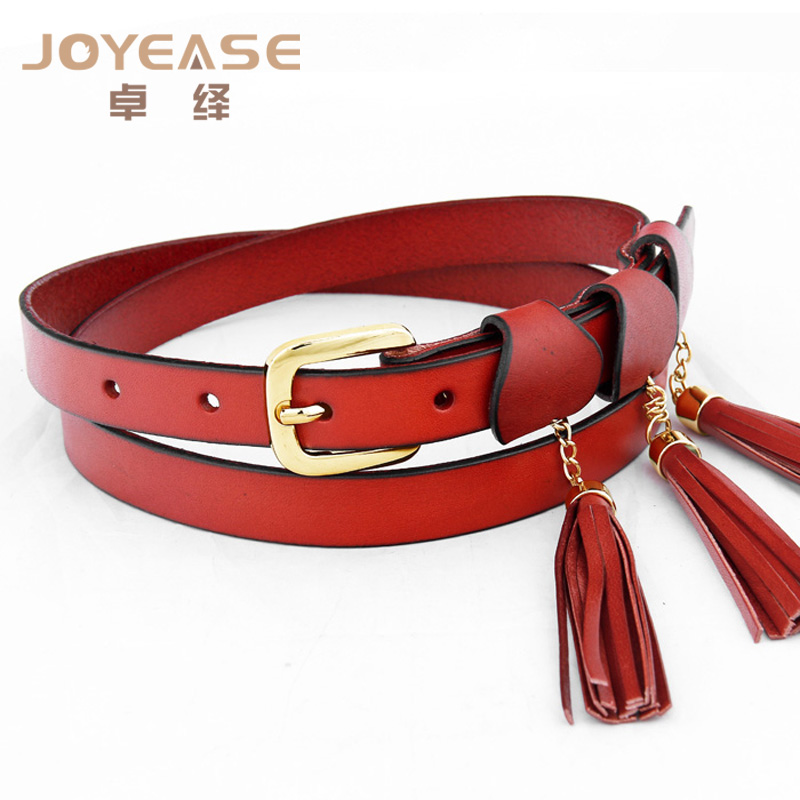 All-match first layer of cowhide tassel decoration women's belt women's genuine leather strap