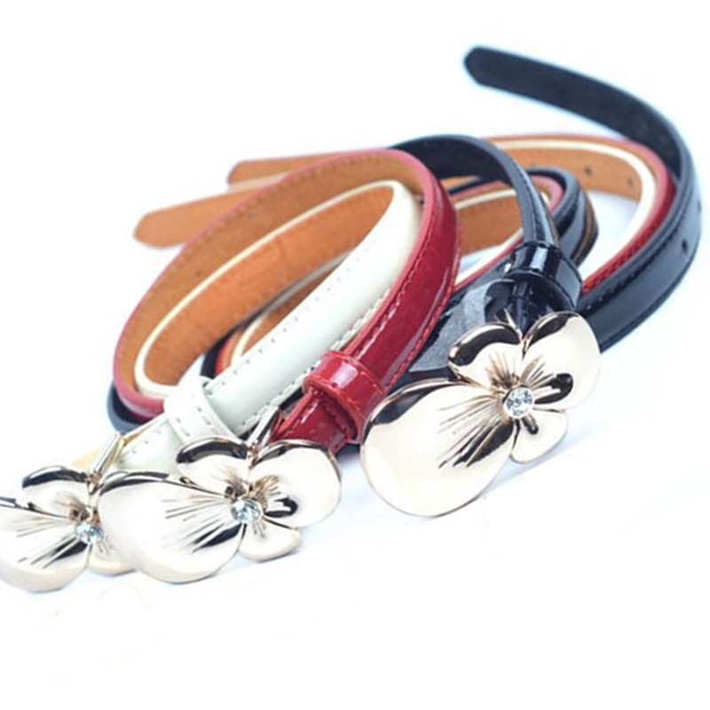 All-match gold buckle women's thin belt japanned leather candy color women's strap fashion decoration belt