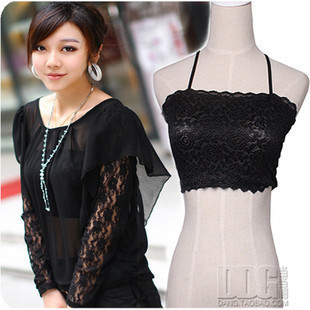 All-match lace flower mesh tube top breathable type tube top y small vest female summer