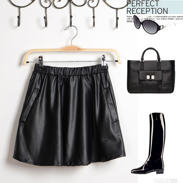 All-match leather small short skirt