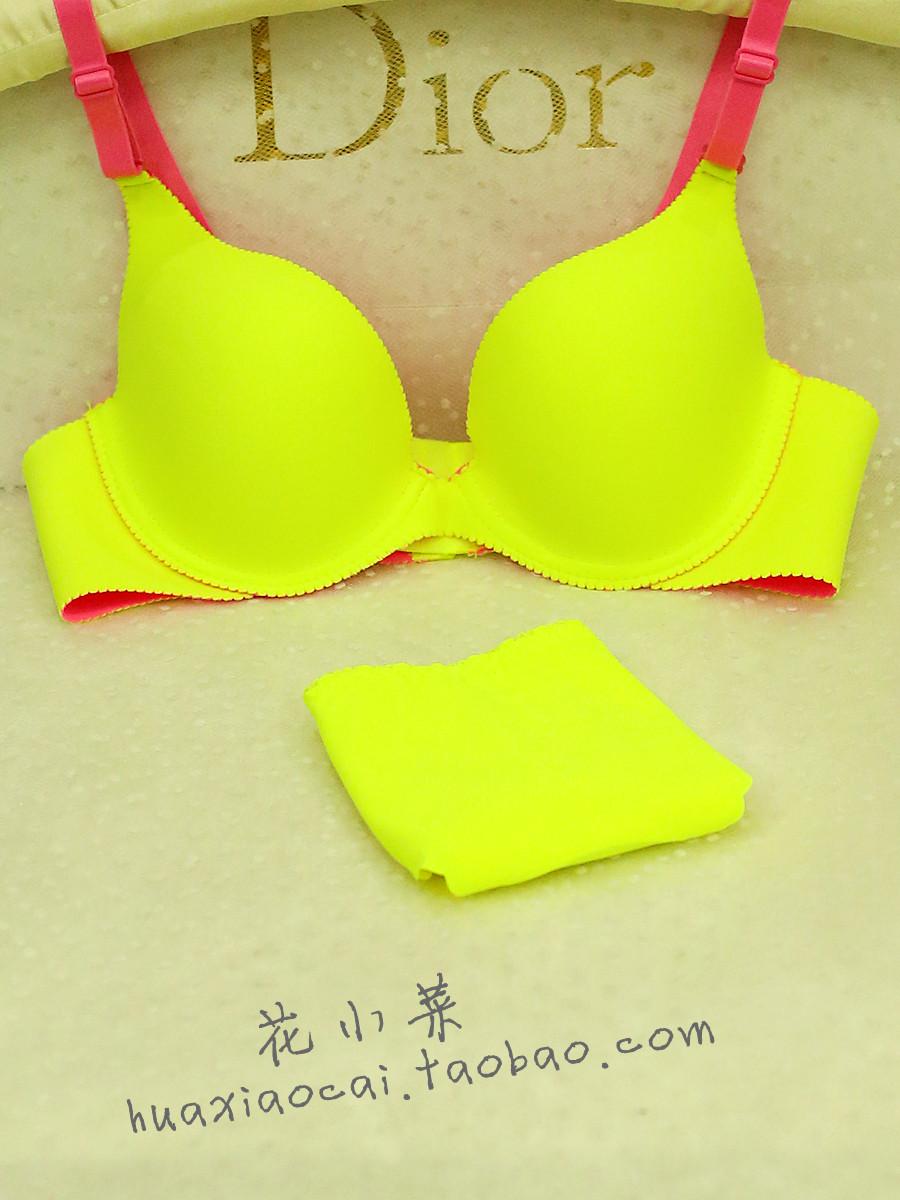 All-match neon color seamless sexy women's single-bra one piece quality women's underwear set