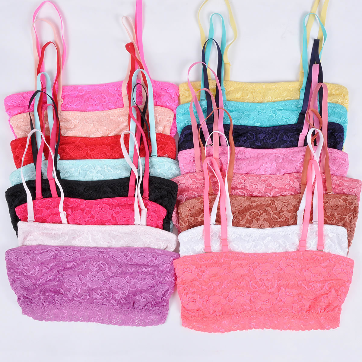All-match no shoulder tape underwear slip-resistant spaghetti strap lace tube top h153