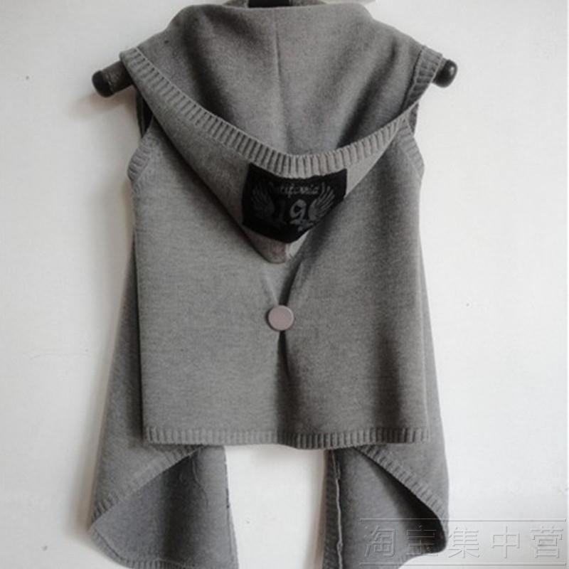 All-match personality irregular sweep cape  a hood cardigan vest cardigan hoodies   double breasted   woolen trench