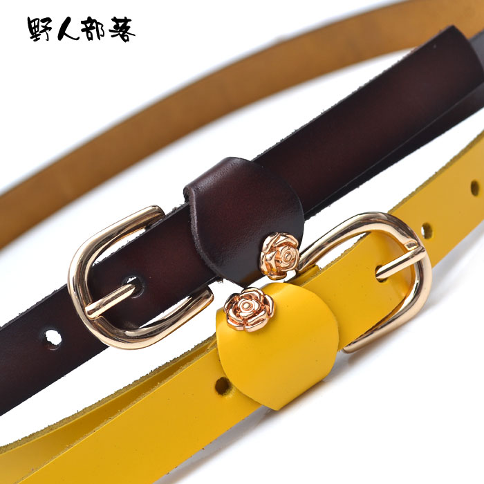 All-match rose fashion genuine leather thin belt candy female cowhide lengthen strap 6253