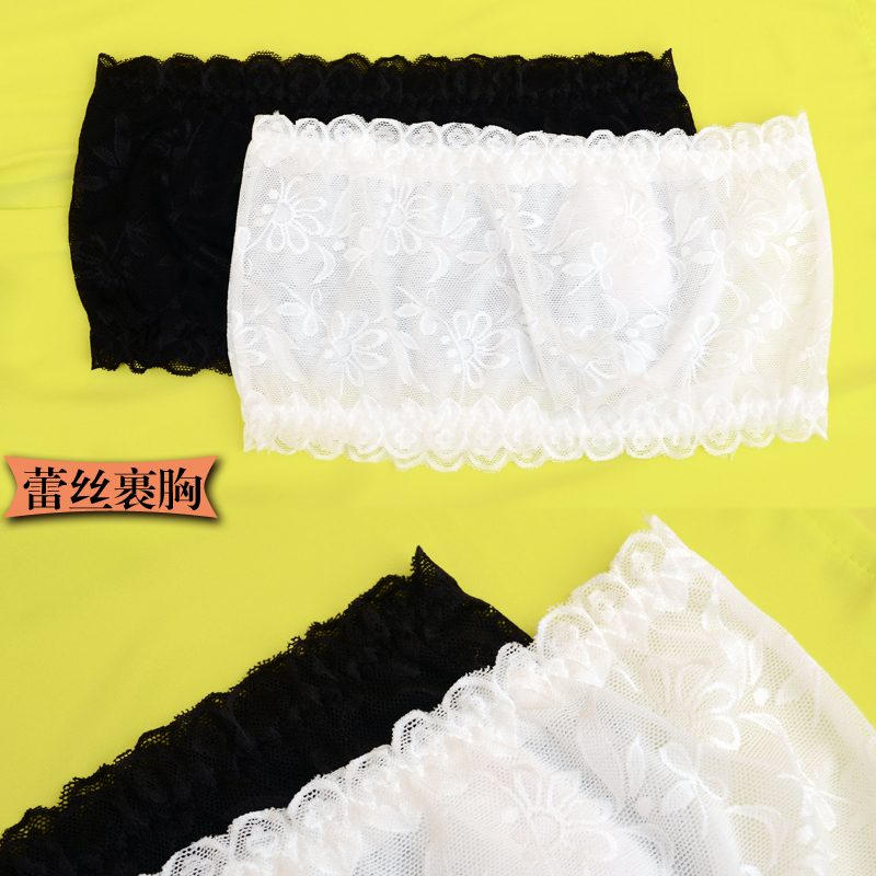 All-match sexy clothes lace decoration basic tube top underwear tube top black white