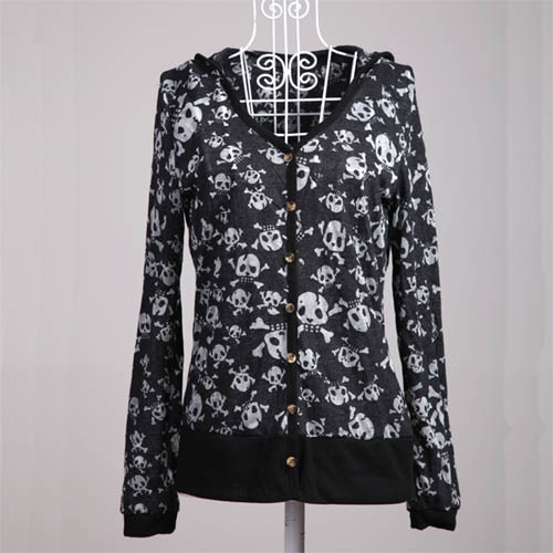 All-match skull cardigan jumpsuit coat sun air conditioning short jacket