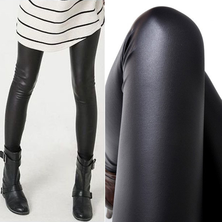 All-match slim spring and autumn dull faux leather legging female ankle length trousers lengthen plus size