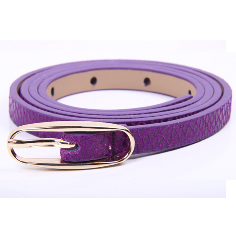 All-match strap Women thin belt serpentine pattern genuine leather strap cowhide thin belt female delicate little strap