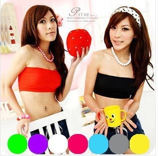 All-match top candy color tube top bra female 100% cotton around the chest underwear tube top beach dress tube top