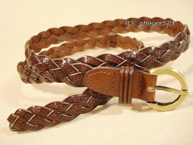 All-match unique genuine leather knitted strap women's shorts belt decoration belt strap