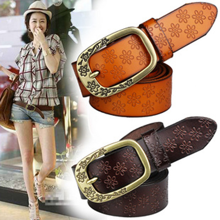 All-match women's genuine leather strap women's pin buckle fashion cowhide wide belt female strap Women