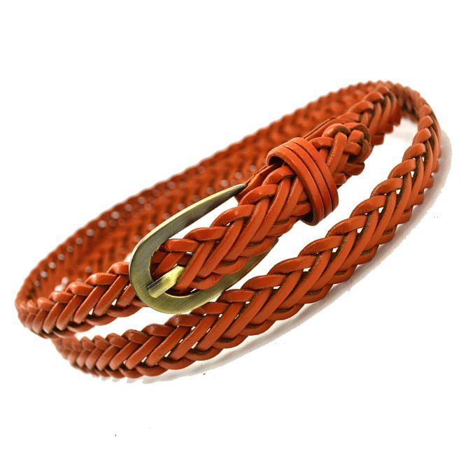 All-match women's knitted decoration belt  braided by recycle cowhide leather