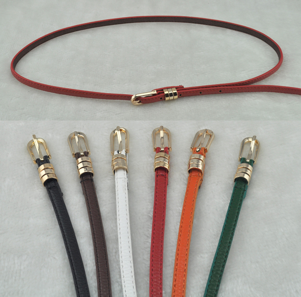 All-match women's ultrafine genuine leather strap women's belt brown camel black-and-white red green