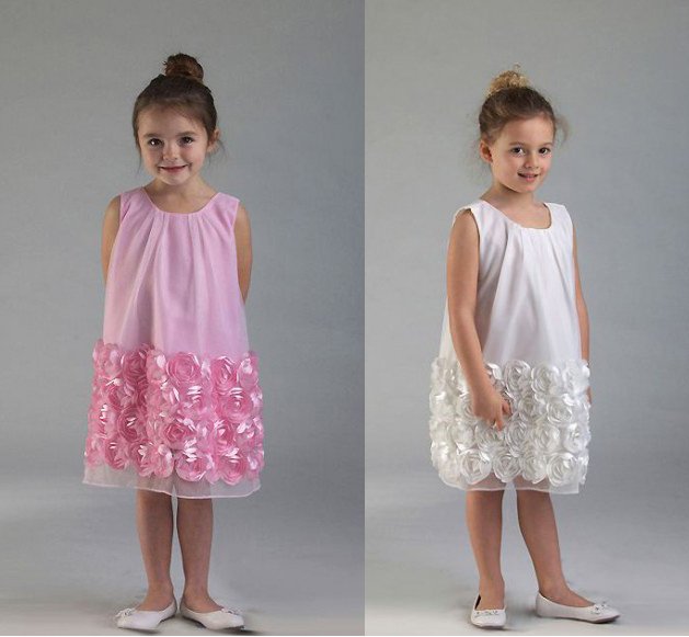 All Sizes Available Hand made Flower Knee Length Sheath Organza Flower Girl Dresses