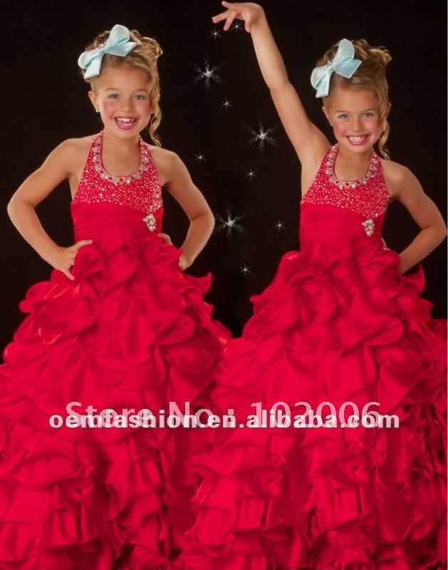 Amazing Red Little Girl's Pageant Gown Party Queen Dress HL-CN551