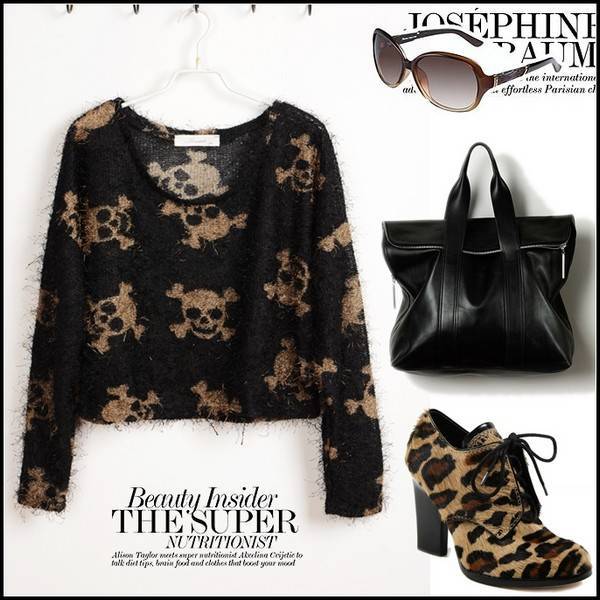 Ameriacn and European Style Skull Pattern Short Fluffy Sweater loosen Pollovers Sweater Free Shipping 2013 Spring Autumn Popular