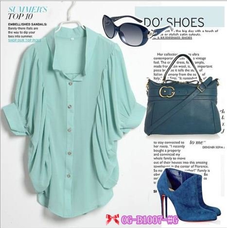 American and European style 2013 newest  puff/ balloon sleeve middle-long high quality chiffon Blouses  3 colors free shipping