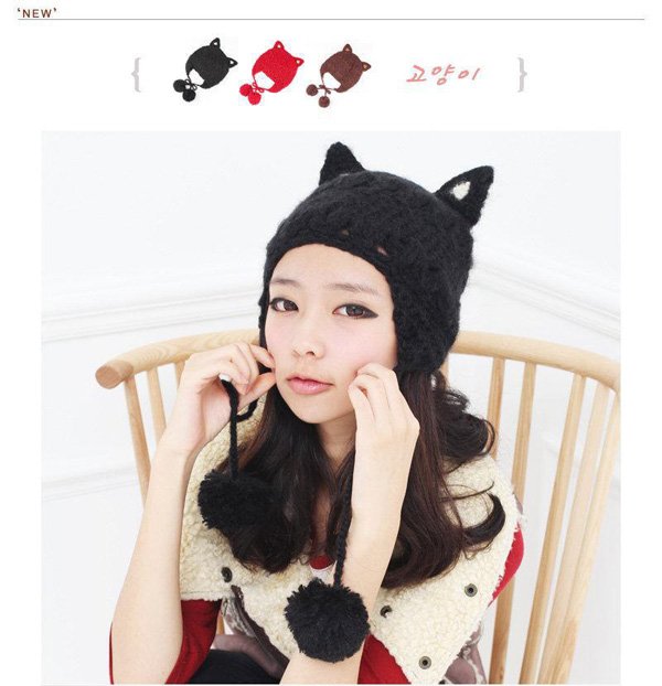 American Hot Sale Women Winter Knitted Black Caps, Online Cheap Hats, Skullies And Beanies Free Shipping 50% Discount