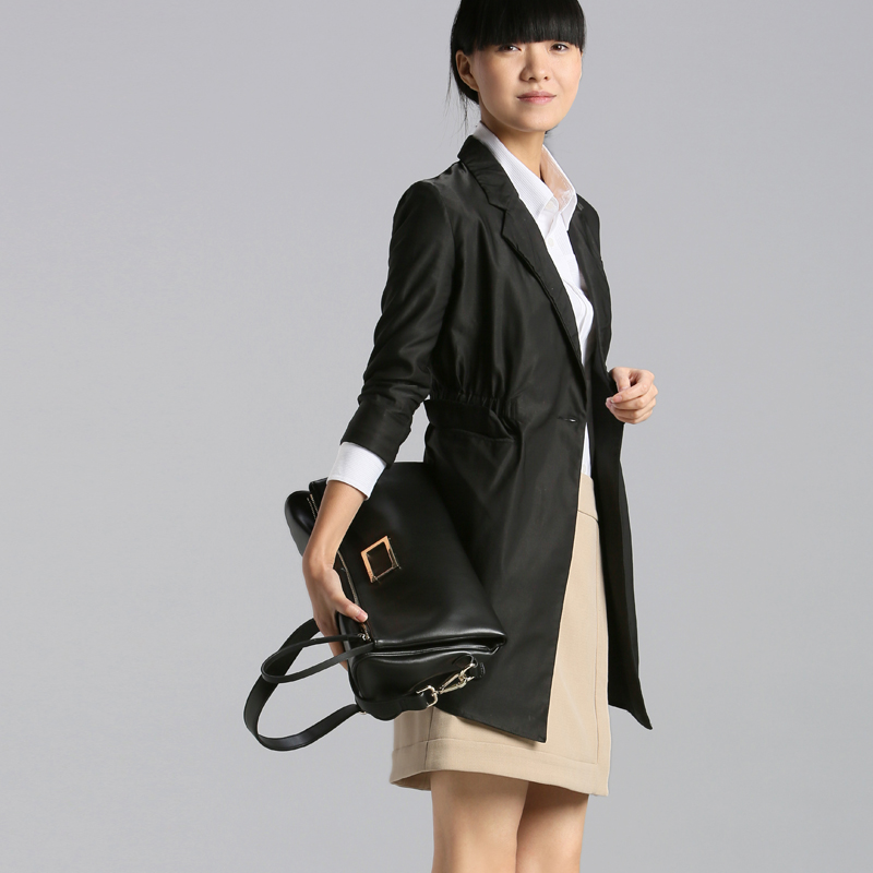 Amii spring new arrival handsome slim waist three quarter sleeve long design suit collar long trench 11240914 Free Shipping