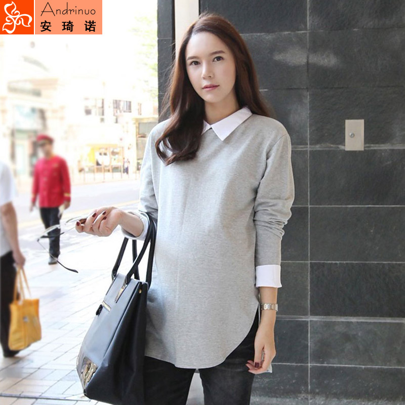 Andrinuo maternity clothing spring fashion shirt collar long-sleeve T-shirt maternity top