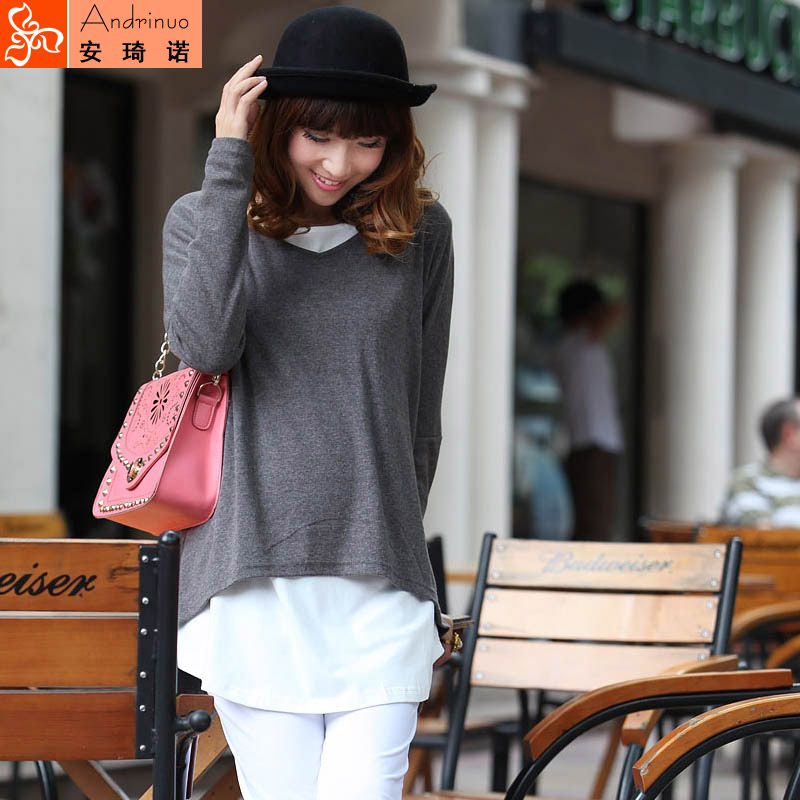 Andrinuo spring maternity clothing o-neck long-sleeve T-shirt casual maternity top