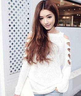 Angelababy vintage sexy fashion unique strapless sleeves sweater high quality