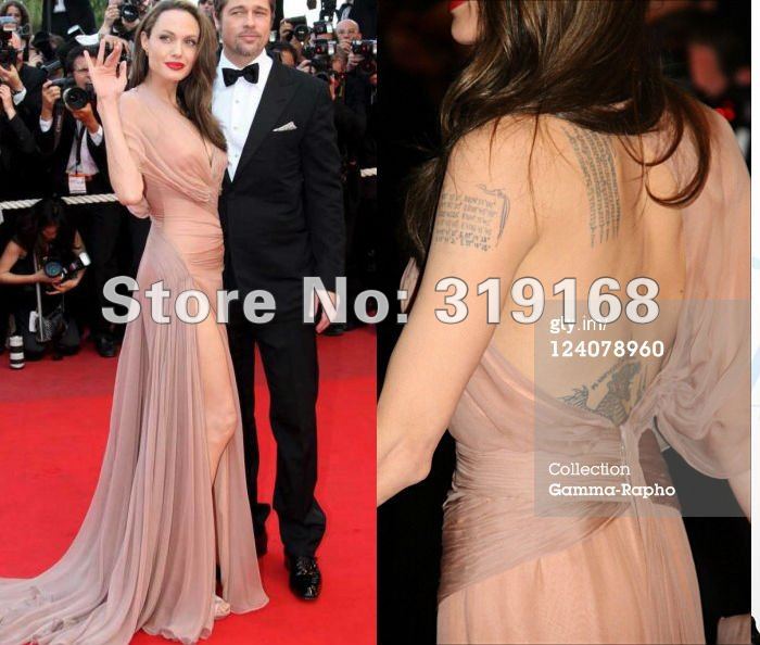 Angelina Jolie 62nd Annual Cannes Film Festival Red Carpet Dress Blackless Sleeveless Long Evening Gown Celebrity Dress IWDJL-2