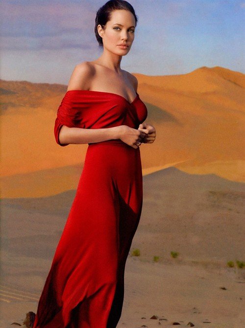 Anglina Jolie Red Off the Shoulder Ruffles Floor Length Sexy  Chiffon Celebrity Dress/Evening Dress
