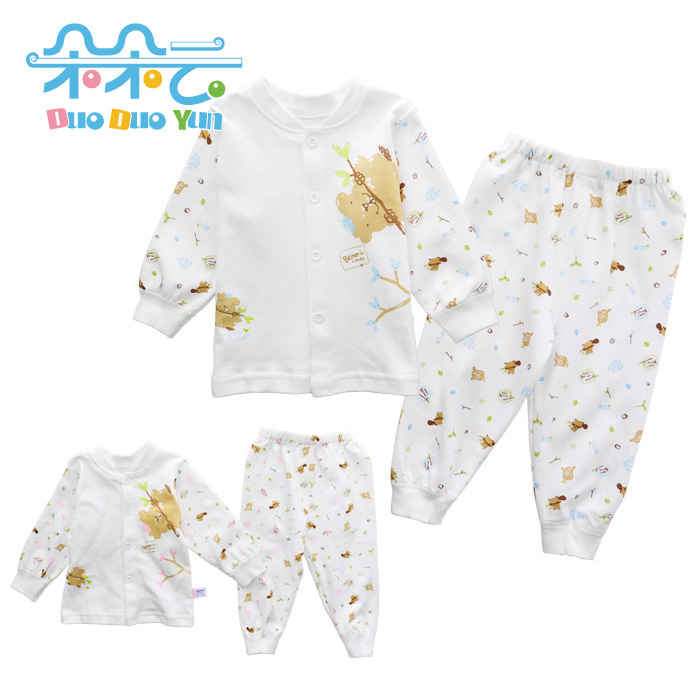 Animal graphic patterns 100% cotton baby underwear set children's stand collar ecgii set tt21012